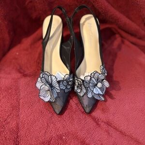 Betsey Johnson Women's Petra Flower Applique Slingback Evening Pumps